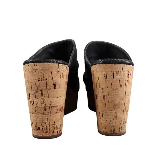 Fiorentini+Baker Shoes Women 40 Wedge Sandal Fashion Leather Platform Cork Black - Picture 4 of 16